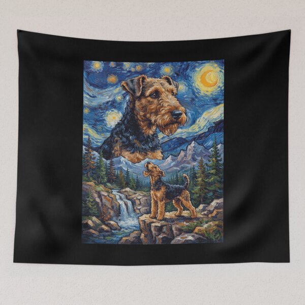 Item preview, Lakeland Terrier Howling Moon Starry Night Van Gogh Art Animal Lover designed and sold by dian-rody-crest.