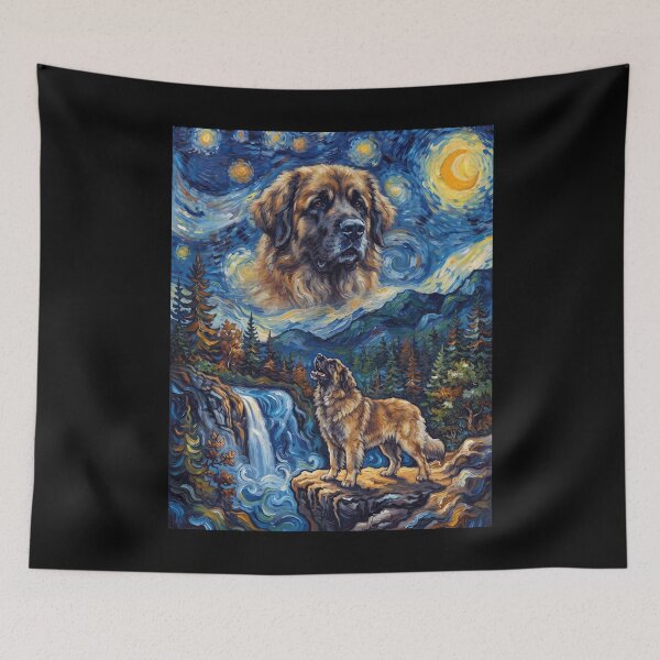 Item preview, Leonberger Howling Moon Starry Night Van Gogh Art Animal Lover designed and sold by dian-rody-crest.