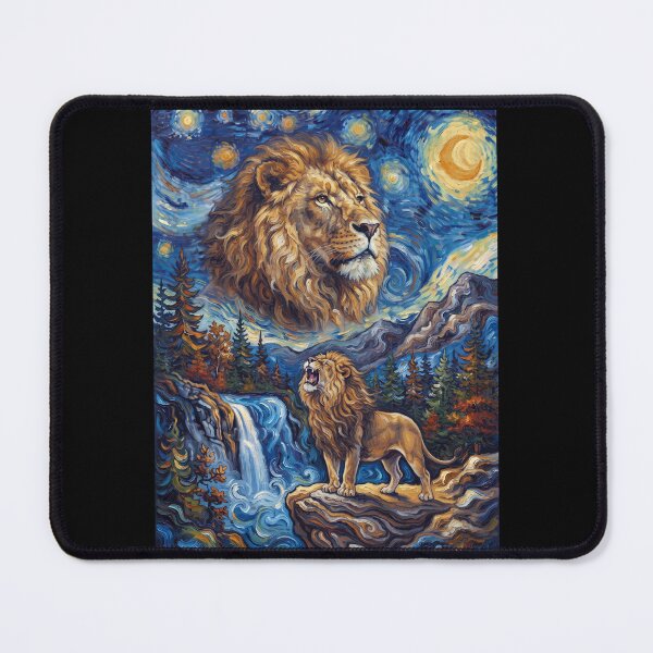 Item preview, Lion Howling Moon Starry Night Van Gogh Art Animal Lover designed and sold by dian-rody-crest.