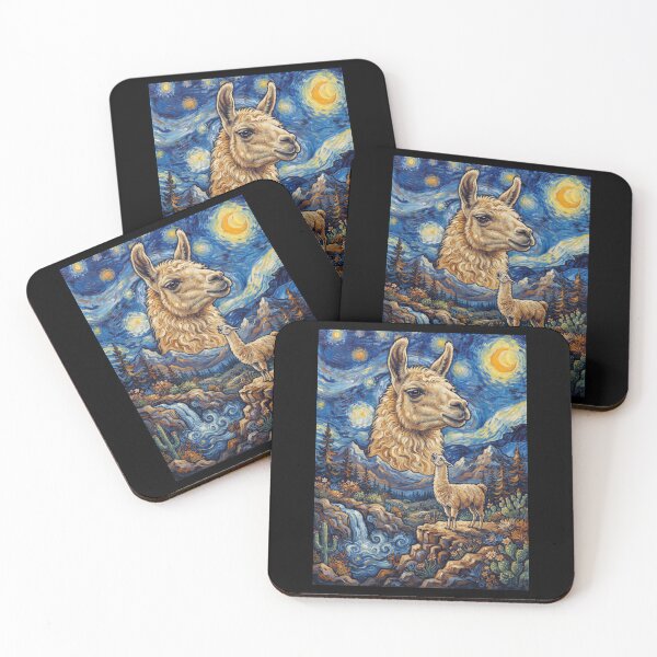 Item preview, Llama Howling Moon Starry Night Van Gogh Art Animal Lover designed and sold by dian-rody-crest.