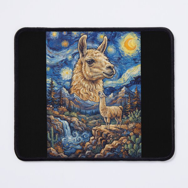 Item preview, Llama Howling Moon Starry Night Van Gogh Art Animal Lover designed and sold by dian-rody-crest.