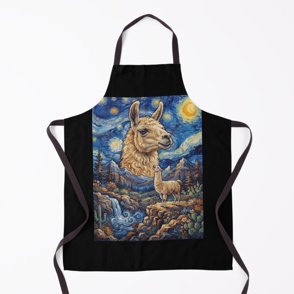 Item preview, Llama Howling Moon Starry Night Van Gogh Art Animal Lover designed and sold by dian-rody-crest.