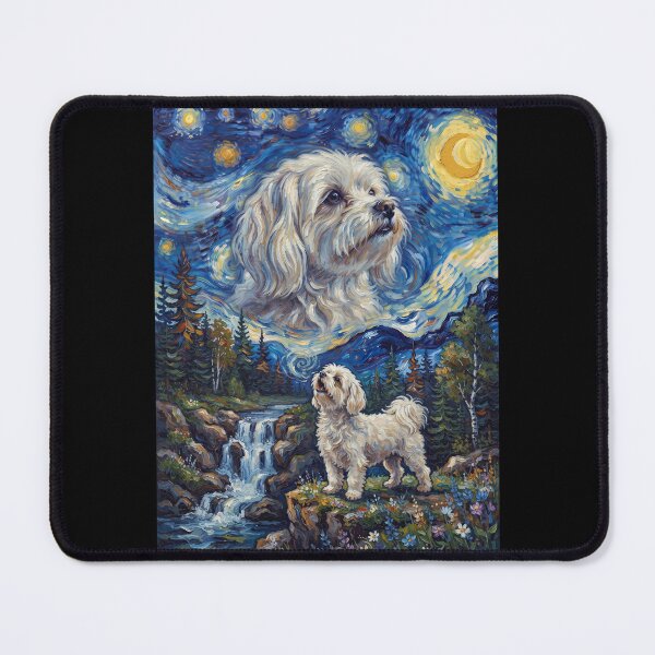 Item preview, Maltese Howling Moon Starry Night Van Gogh Art Dog Lover designed and sold by dian-rody-crest.