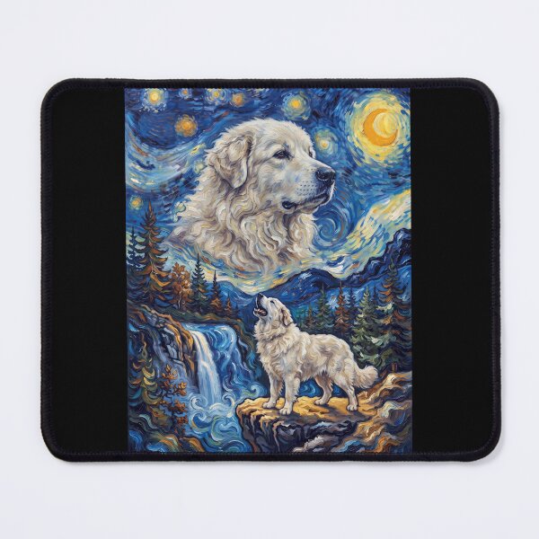 Item preview, Maremma Sheepdog Howling Moon Starry Night Van Gogh Art Animal Lover designed and sold by dian-rody-crest.