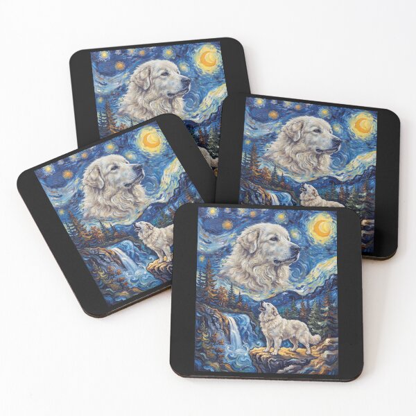 Item preview, Maremma Sheepdog Howling Moon Starry Night Van Gogh Art Animal Lover designed and sold by dian-rody-crest.