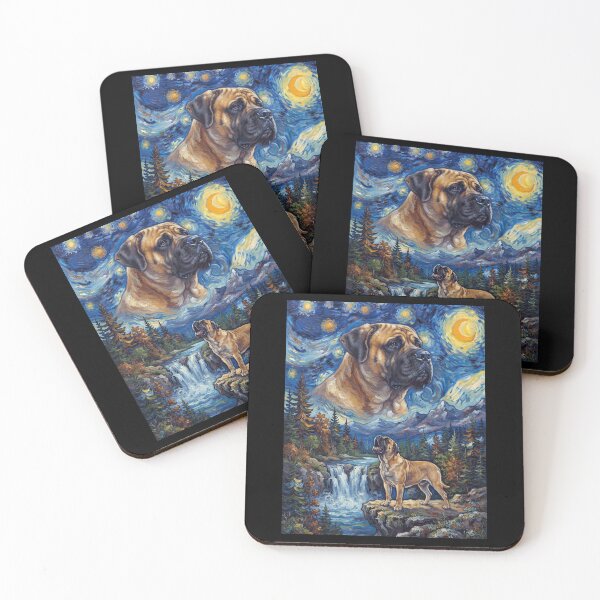 Item preview, Mastiff Howling Moon Starry Night Van Gogh Art Dog Lover designed and sold by dian-rody-crest.
