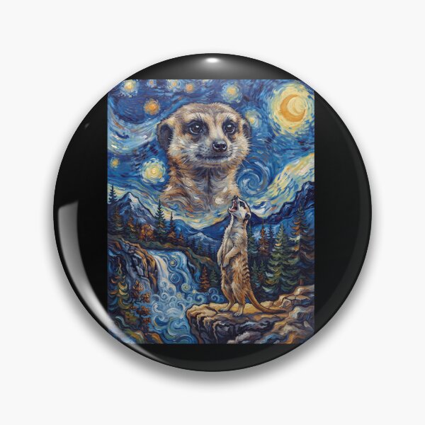 Item preview, Meerkat Howling Moon Starry Night Van Gogh Art Animal Lover designed and sold by dian-rody-crest.