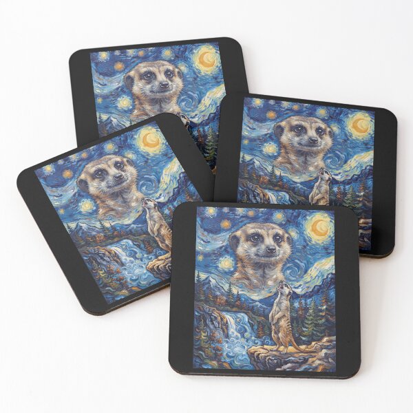 Item preview, Meerkat Howling Moon Starry Night Van Gogh Art Animal Lover designed and sold by dian-rody-crest.
