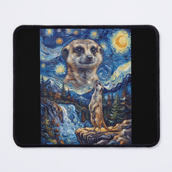 Item preview, Meerkat Howling Moon Starry Night Van Gogh Art Animal Lover designed and sold by dian-rody-crest.