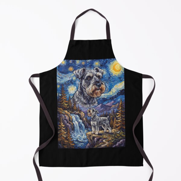 Item preview, Miniature Schnauzer Howling Moon Starry Night Van Gogh Art Dog Lover designed and sold by dian-rody-crest.