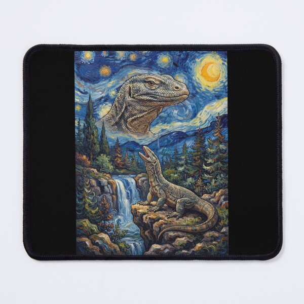 Item preview, Monitor Lizard Howling Moon Starry Night Van Gogh Art Animal Lover designed and sold by dian-rody-crest.