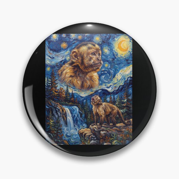 Item preview, Monkey Howling Moon Starry Night Van Gogh Art Animal Lover designed and sold by dian-rody-crest.