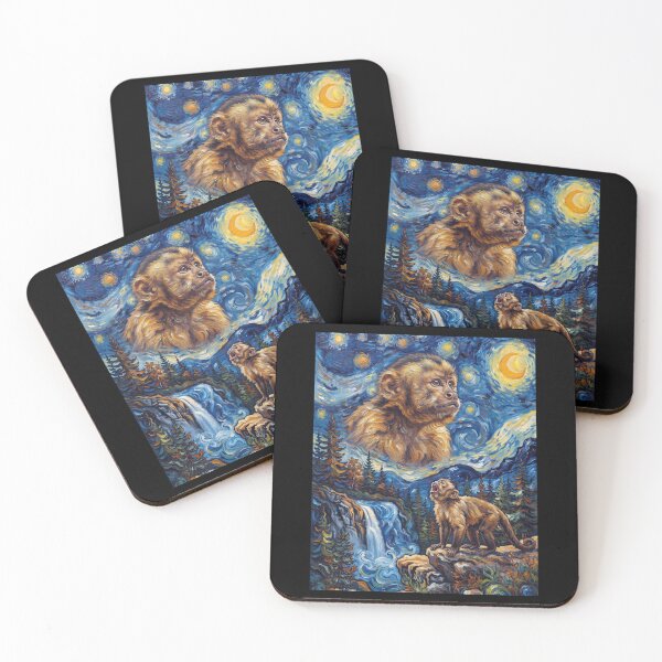 Item preview, Monkey Howling Moon Starry Night Van Gogh Art Animal Lover designed and sold by dian-rody-crest.