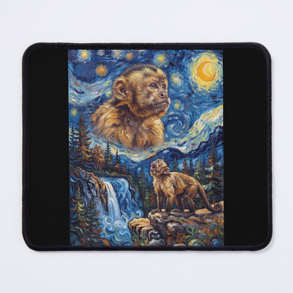 Item preview, Monkey Howling Moon Starry Night Van Gogh Art Animal Lover designed and sold by dian-rody-crest.