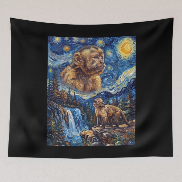 Item preview, Monkey Howling Moon Starry Night Van Gogh Art Animal Lover designed and sold by dian-rody-crest.