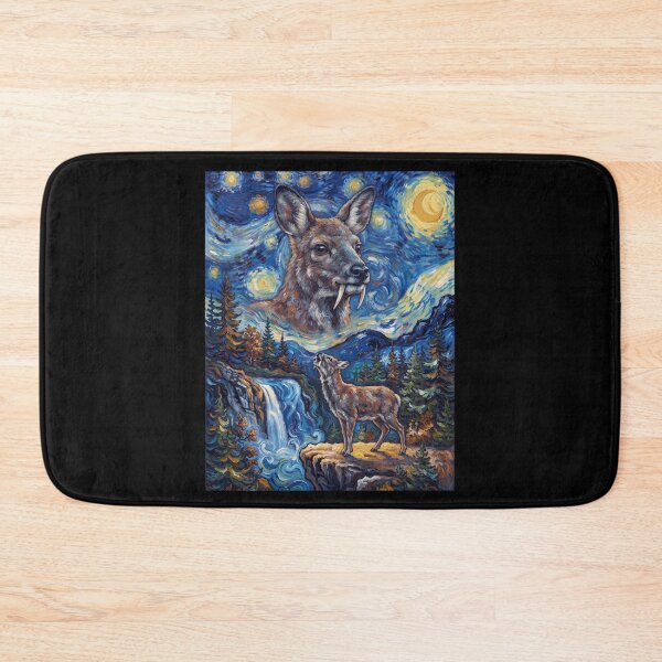 Item preview, Musk Deer Howling Moon Starry Night Van Gogh Art Animal Lover designed and sold by dian-rody-crest.