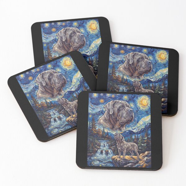 Item preview, Neapolitan Mastiff Howling Moon Starry Night Van Gogh Art Animal Lover designed and sold by dian-rody-crest.