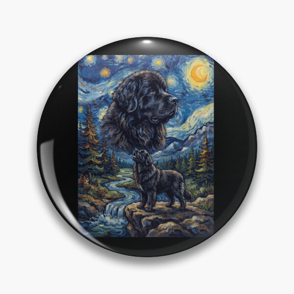 Item preview, Newfoundland Howling Moon Starry Night Van Gogh Art Dog Lover designed and sold by dian-rody-crest.