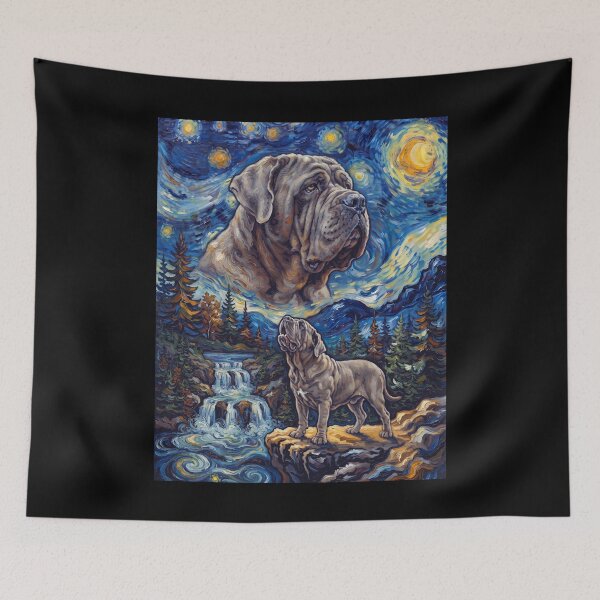 Item preview, Neapolitan Mastiff Howling Moon Starry Night Van Gogh Art Animal Lover designed and sold by dian-rody-crest.