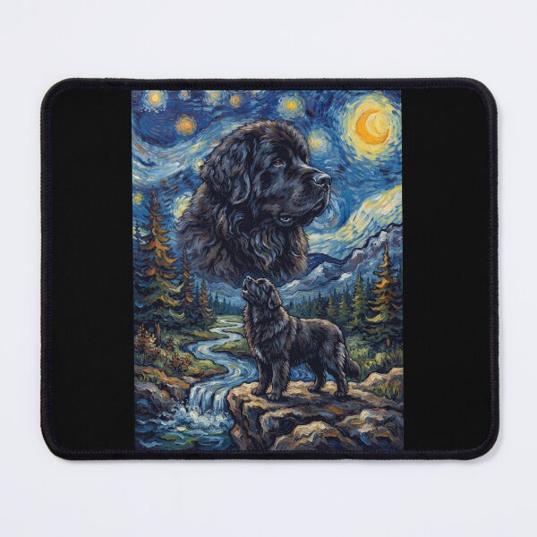 Item preview, Newfoundland Howling Moon Starry Night Van Gogh Art Dog Lover designed and sold by dian-rody-crest.