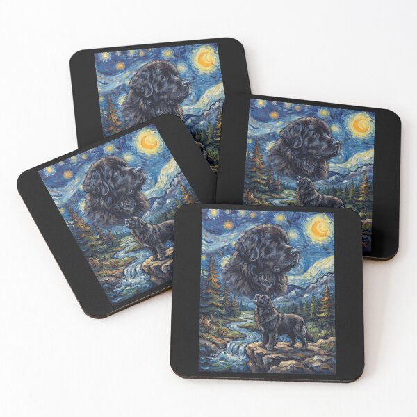 Item preview, Newfoundland Howling Moon Starry Night Van Gogh Art Dog Lover designed and sold by dian-rody-crest.