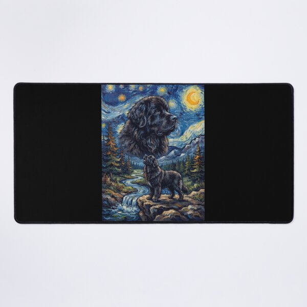 Item preview, Newfoundland Howling Moon Starry Night Van Gogh Art Dog Lover designed and sold by dian-rody-crest.