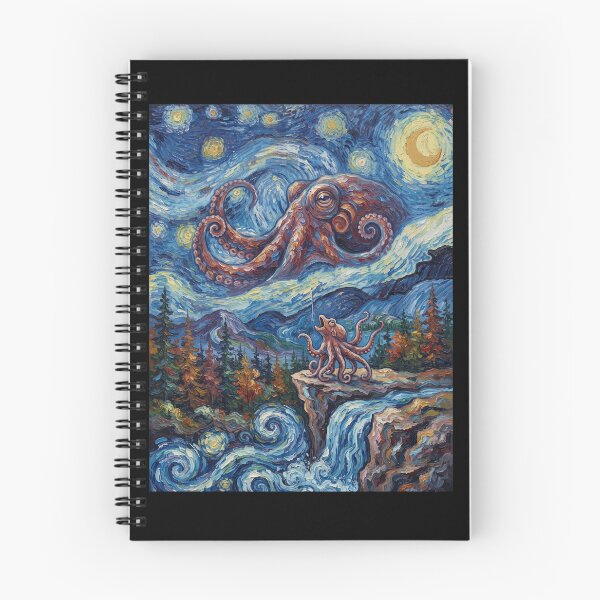 Item preview, Octopus Howling Moon Starry Night Van Gogh Art Animal Lover designed and sold by dian-rody-crest.