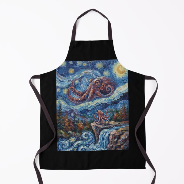 Item preview, Octopus Howling Moon Starry Night Van Gogh Art Animal Lover designed and sold by dian-rody-crest.