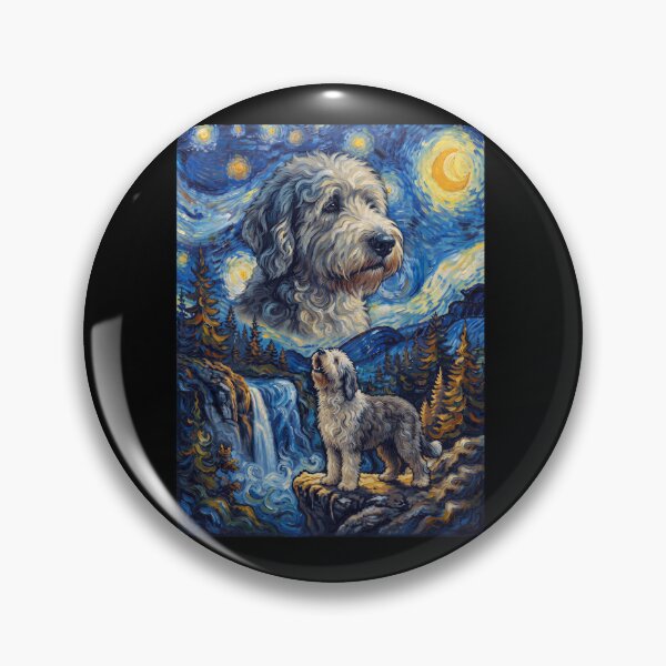 Item preview, Old English Sheepdog Howling Moon Starry Night Van Gogh Art Dog Lover designed and sold by dian-rody-crest.