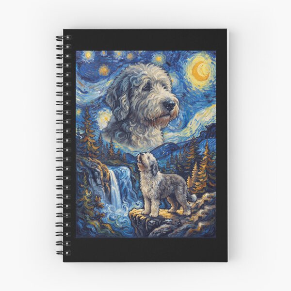 Item preview, Old English Sheepdog Howling Moon Starry Night Van Gogh Art Dog Lover designed and sold by dian-rody-crest.