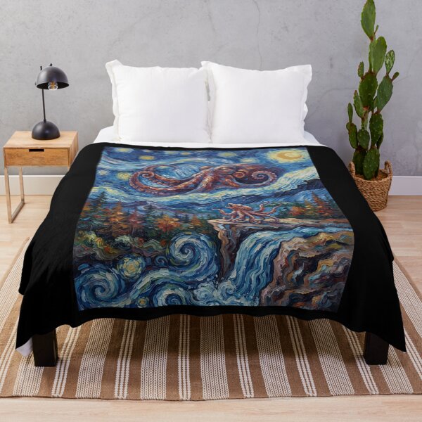 Item preview, Octopus Howling Moon Starry Night Van Gogh Art Animal Lover designed and sold by dian-rody-crest.