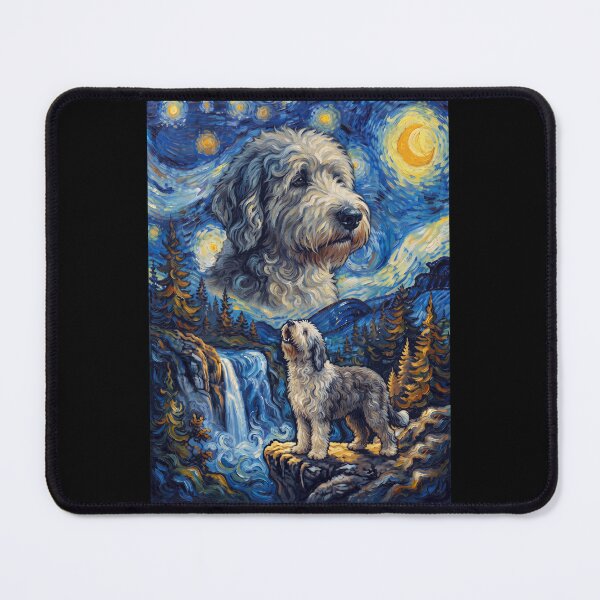 Item preview, Old English Sheepdog Howling Moon Starry Night Van Gogh Art Dog Lover designed and sold by dian-rody-crest.