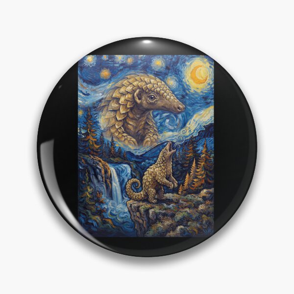 Item preview, Pangolin Howling Moon Starry Night Van Gogh Art Animal Lover designed and sold by dian-rody-crest.