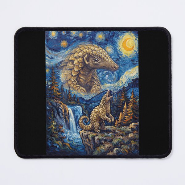 Item preview, Pangolin Howling Moon Starry Night Van Gogh Art Animal Lover designed and sold by dian-rody-crest.