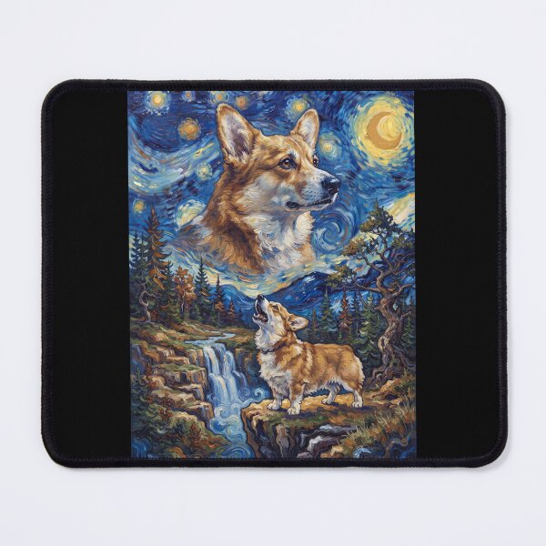 Item preview, Pembroke Welsh Corgi Howling Moon Starry Night Van Gogh Art Dog Lover designed and sold by dian-rody-crest.