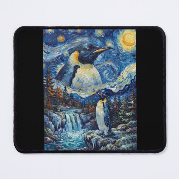 Item preview, Penguin Howling Moon Starry Night Van Gogh Art Animal Lover designed and sold by dian-rody-crest.