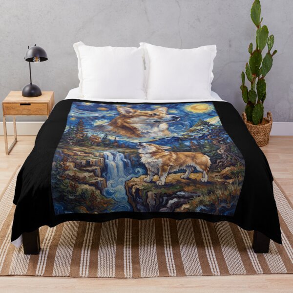 Item preview, Pembroke Welsh Corgi Howling Moon Starry Night Van Gogh Art Dog Lover designed and sold by dian-rody-crest.