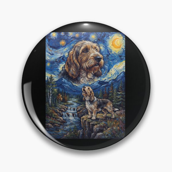 Item preview, Petit Basset Griffon Vendeen Howling Moon Starry Night Van Gogh Art Animal Lover designed and sold by dian-rody-crest.