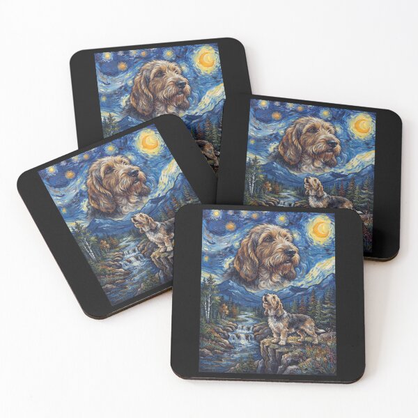 Item preview, Petit Basset Griffon Vendeen Howling Moon Starry Night Van Gogh Art Animal Lover designed and sold by dian-rody-crest.
