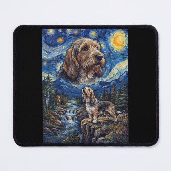 Item preview, Petit Basset Griffon Vendeen Howling Moon Starry Night Van Gogh Art Animal Lover designed and sold by dian-rody-crest.