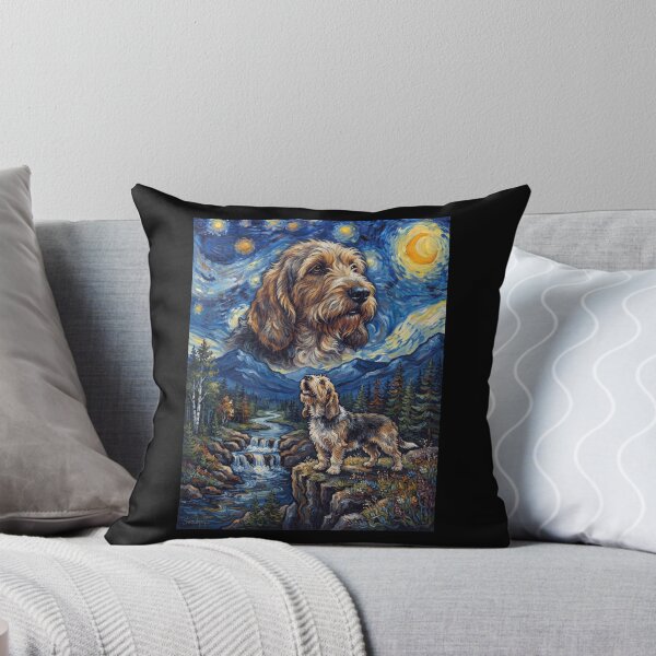 Item preview, Petit Basset Griffon Vendeen Howling Moon Starry Night Van Gogh Art Animal Lover designed and sold by dian-rody-crest.