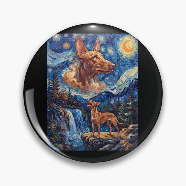 Item preview, Pharaoh Hound Howling Moon Starry Night Van Gogh Art Animal Lover designed and sold by dian-rody-crest.