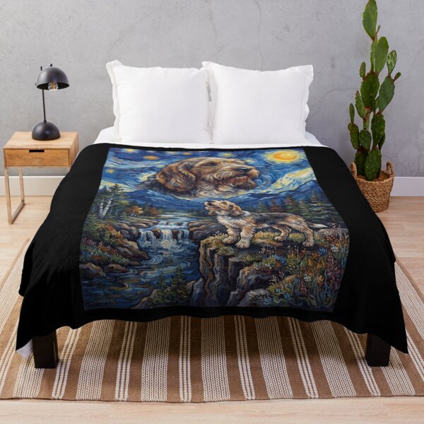 Item preview, Petit Basset Griffon Vendeen Howling Moon Starry Night Van Gogh Art Animal Lover designed and sold by dian-rody-crest.