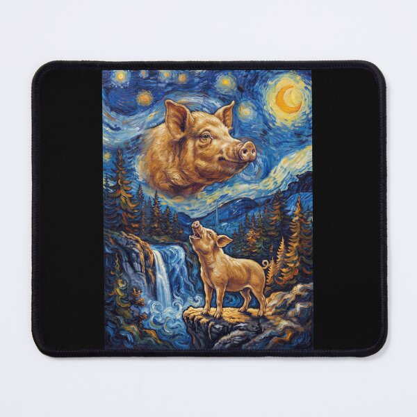 Item preview, Pig Howling Moon Starry Night Van Gogh Art Animal Lover designed and sold by dian-rody-crest.