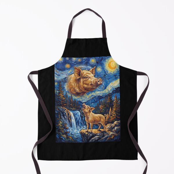 Item preview, Pig Howling Moon Starry Night Van Gogh Art Animal Lover designed and sold by dian-rody-crest.