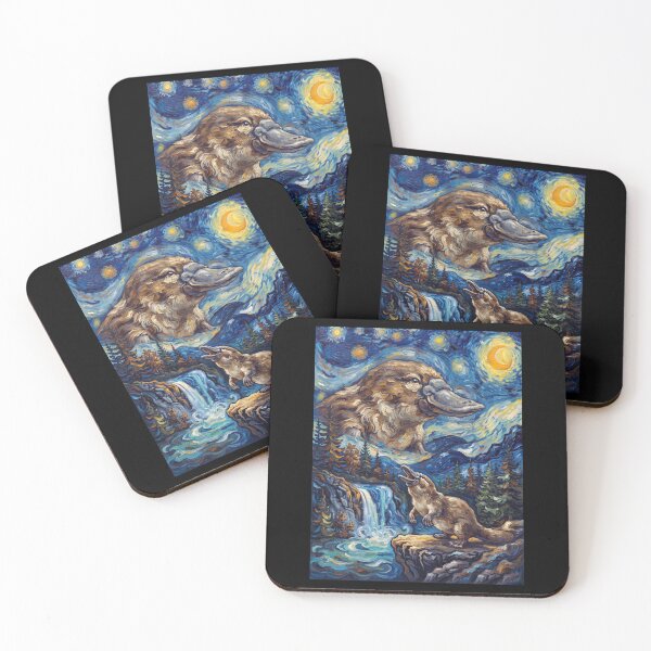 Item preview, Platypus Howling Moon Starry Night Van Gogh Art Animal Lover designed and sold by dian-rody-crest.
