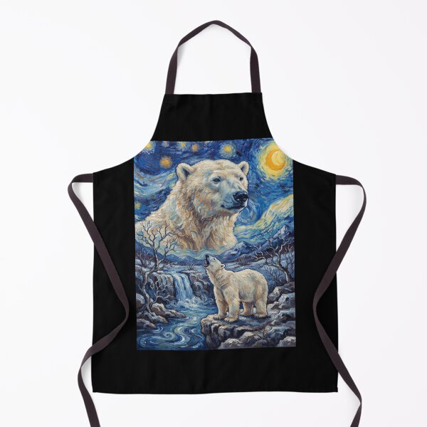 Item preview, Polar Bear Howling Moon Starry Night Van Gogh Art Animal Lover designed and sold by dian-rody-crest.