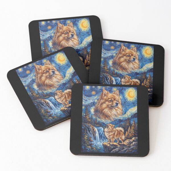 Item preview, Pomeranian Howling Moon Starry Night Van Gogh Art Dog Lover designed and sold by dian-rody-crest.