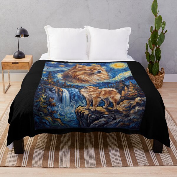 Item preview, Pomeranian Howling Moon Starry Night Van Gogh Art Dog Lover designed and sold by dian-rody-crest.