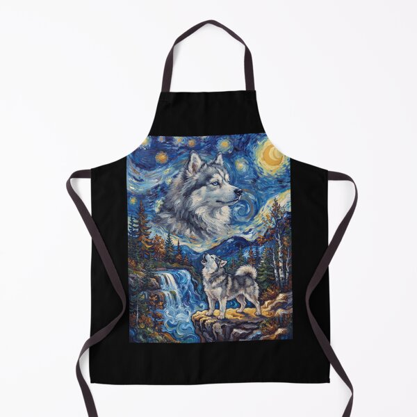 Item preview, Pomsky Howling Moon Starry Night Van Gogh Art Animal Lover designed and sold by dian-rody-crest.